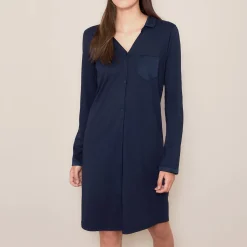 Chemise De Nuit Boutonnee En Coton Et Modal