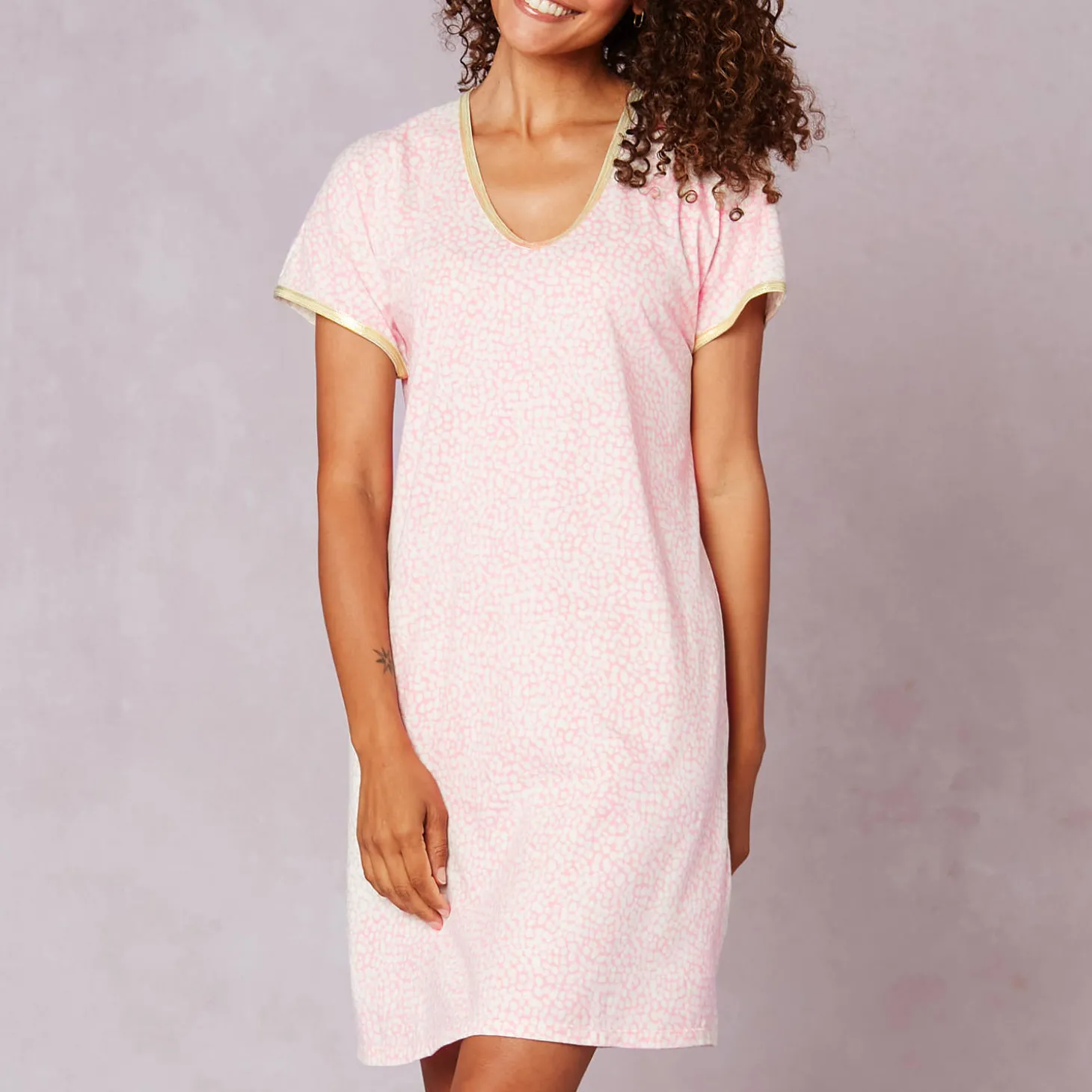 Chemise De Nuit Courte En Coton