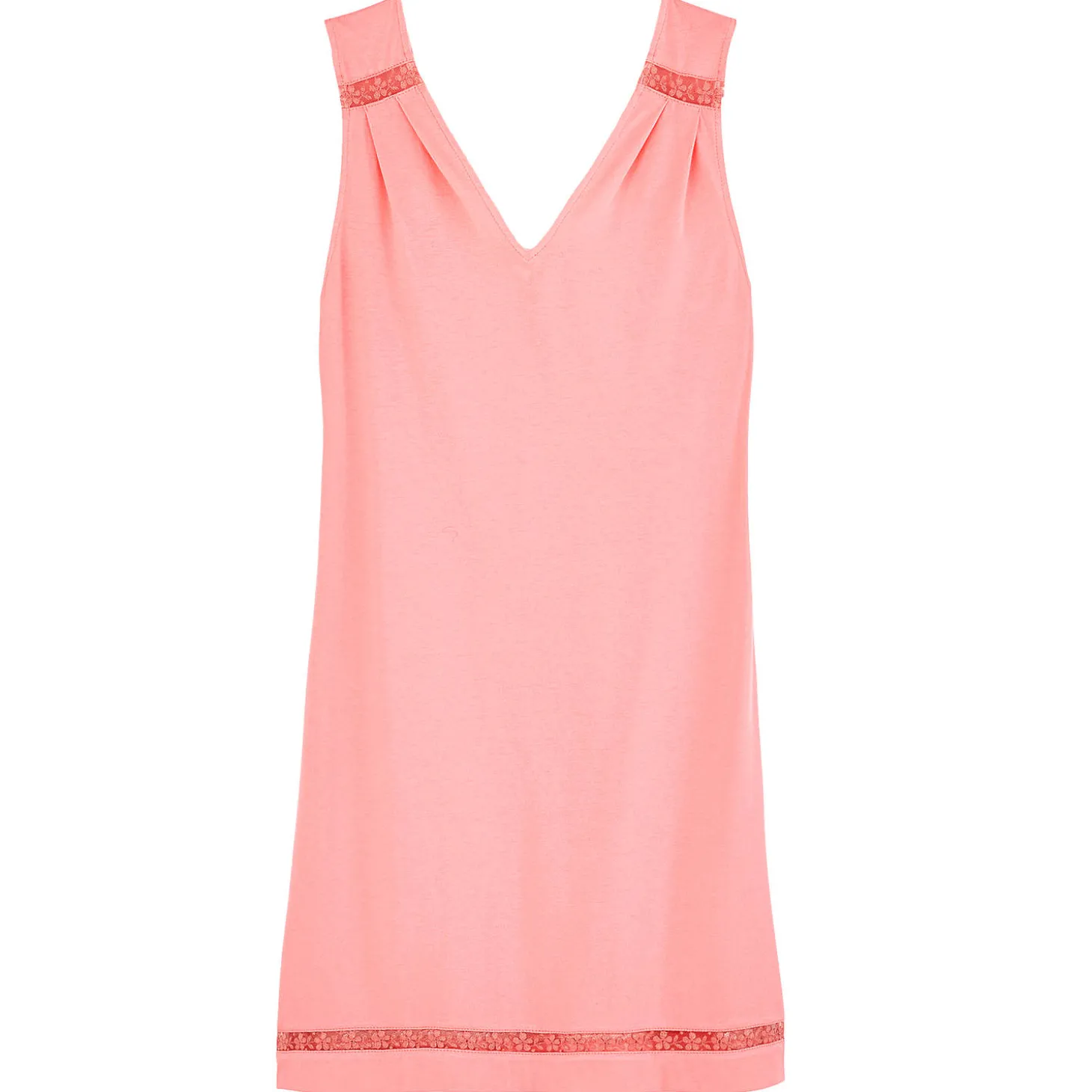 Chemise De Nuit Courte Sans Manches En Coton