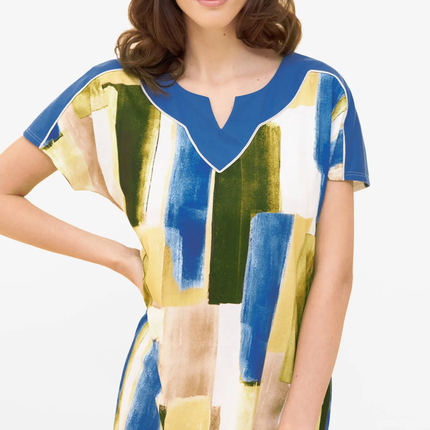 Chemise De Nuit Longue Col V En Coton