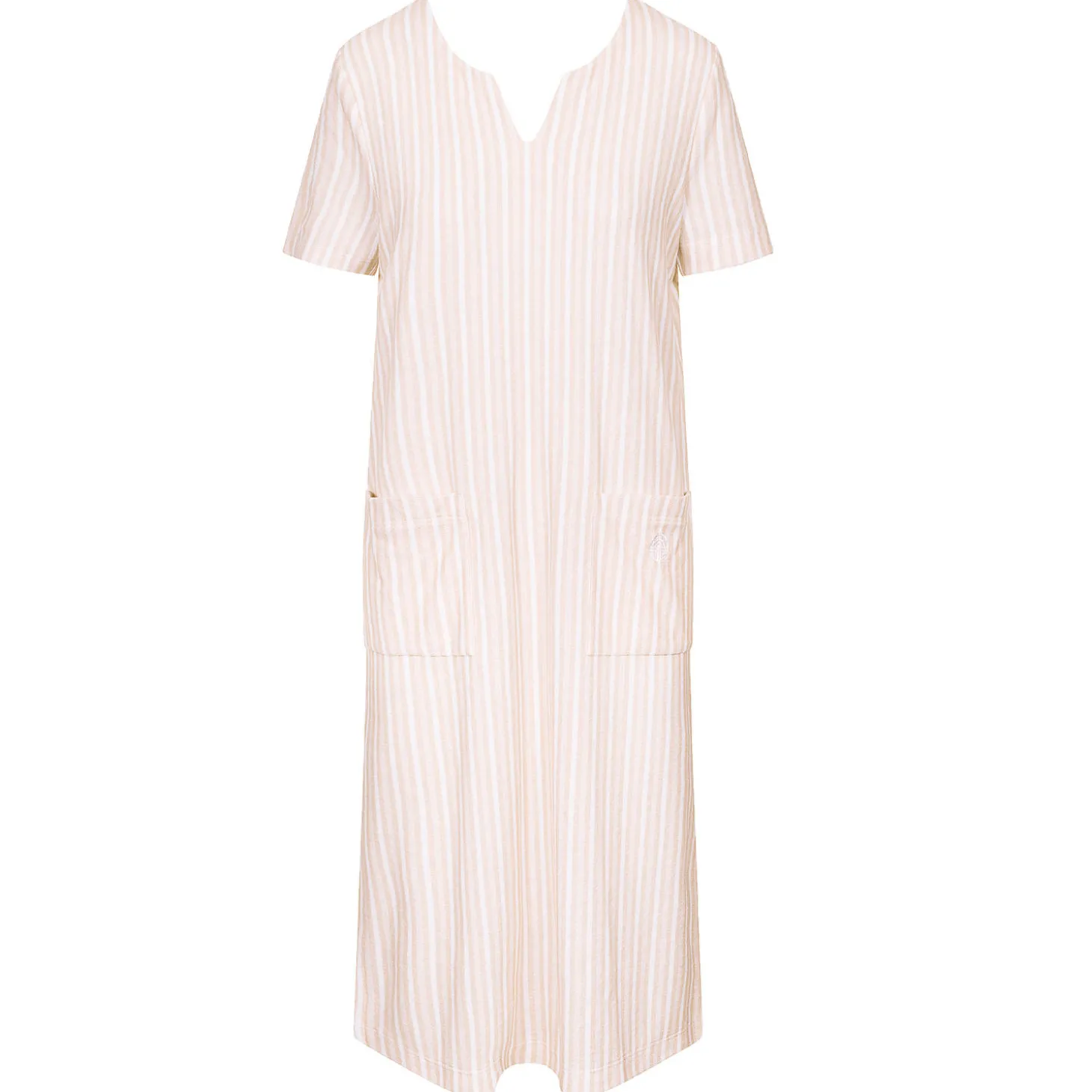 Chemise De Nuit Longue Manches Courtes En Coton