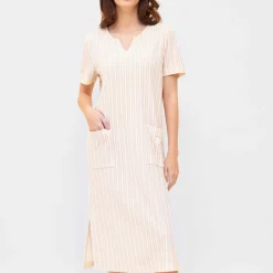 Chemise De Nuit Longue Manches Courtes En Coton