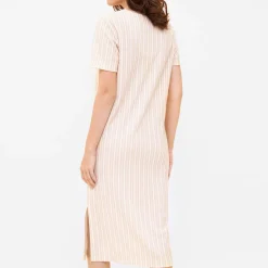 Chemise De Nuit Longue Manches Courtes En Coton