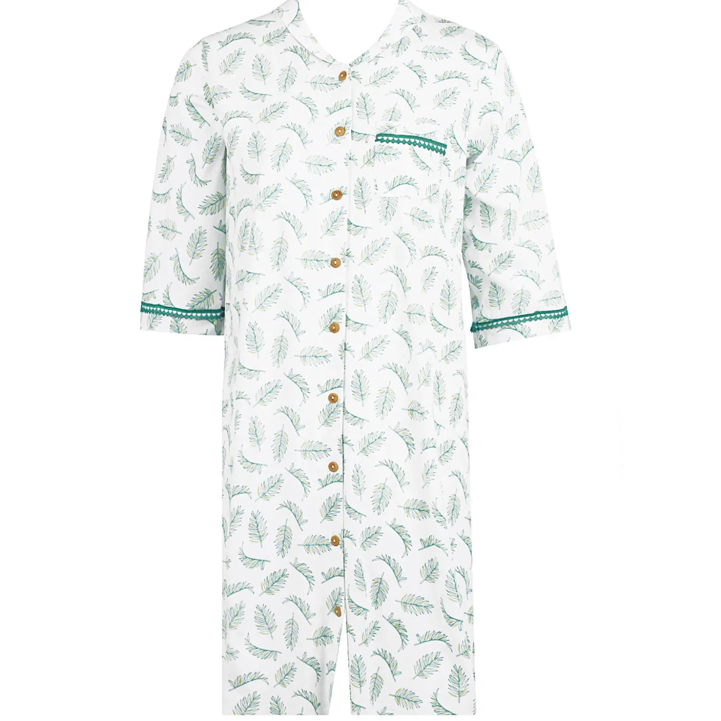 Chemise De Nuit Manches 3/4 En Coton