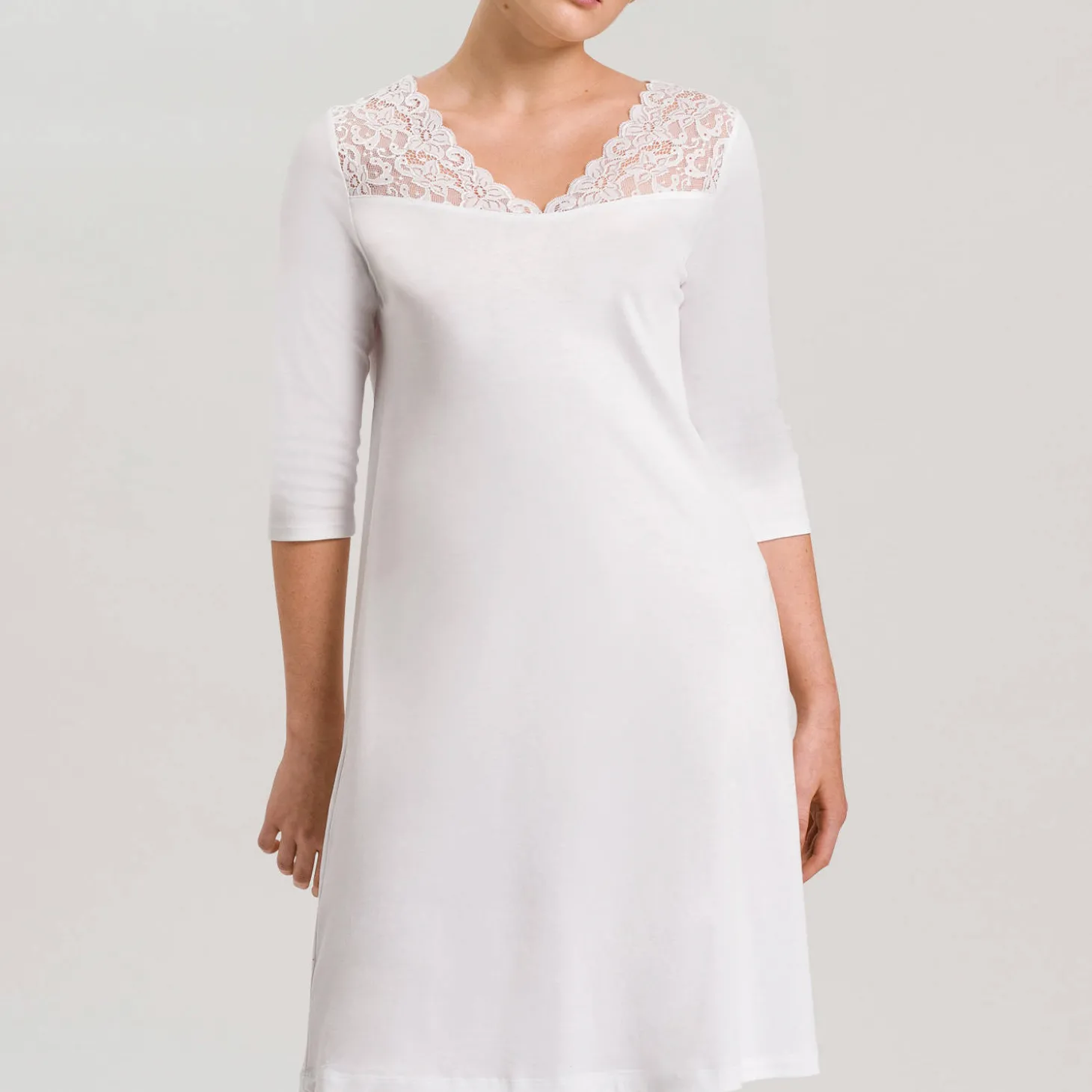 Chemise De Nuit Manches 3/4 En Coton