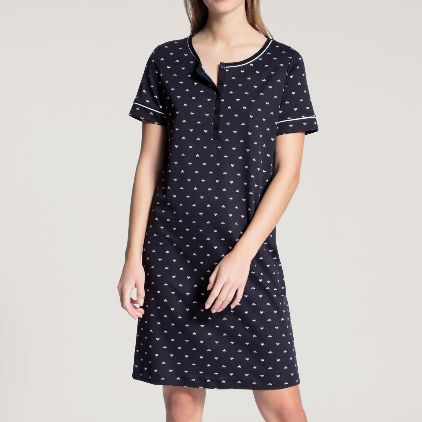 Chemise De Nuit Manches Courtes En Coton