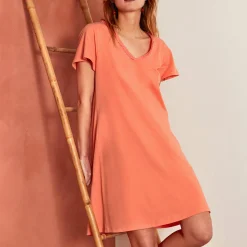 Chemise De Nuit Manches Courtes En Coton
