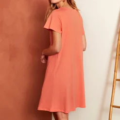 Chemise De Nuit Manches Courtes En Coton