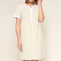Chemise De Nuit Manches Courtes En Coton