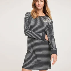 Chemise De Nuit Manches Longues En Coton