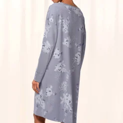 Chemise De Nuit Manches Longues Col V En Coton