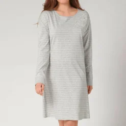 Chemise De Nuit Manches Longues En Coton
