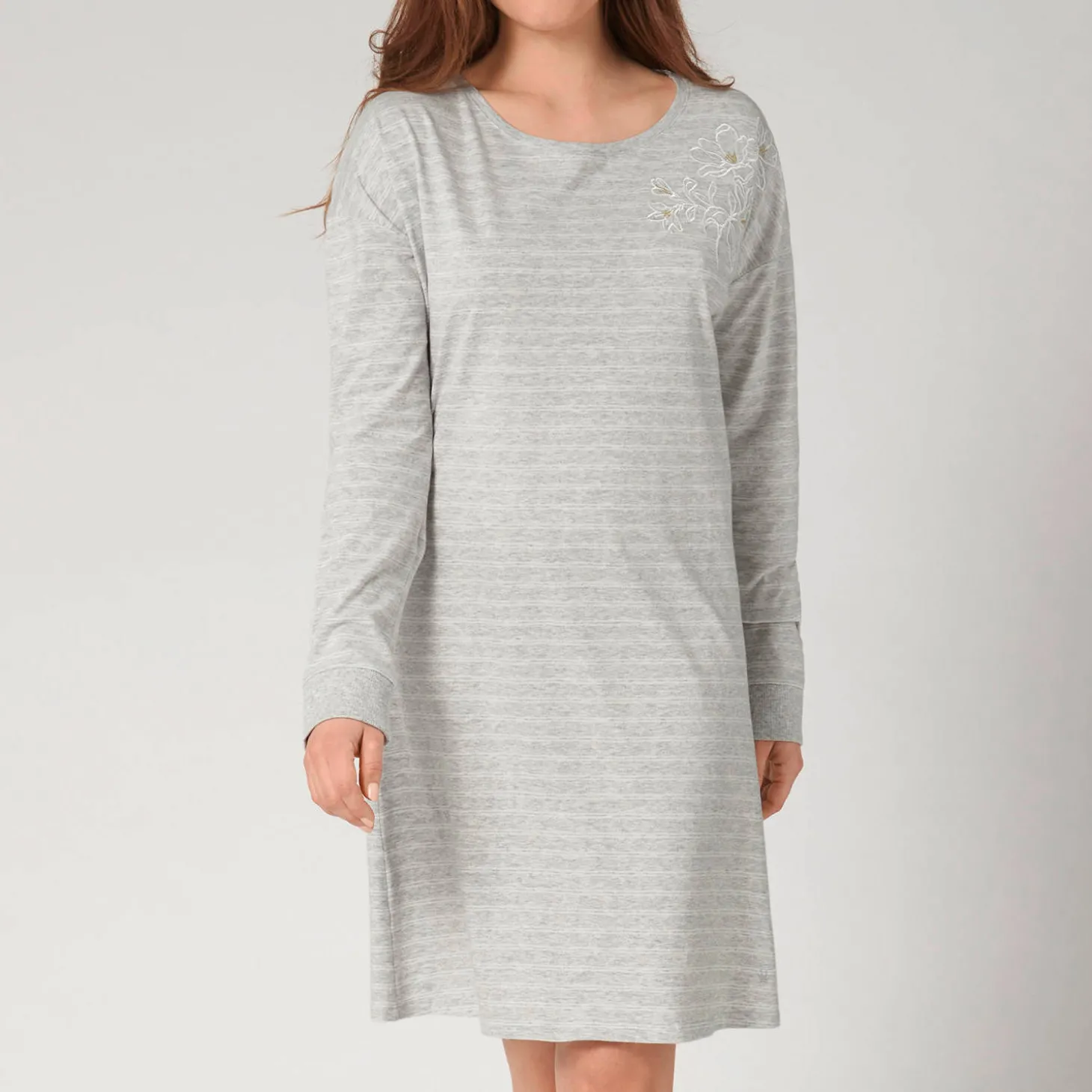 Chemise De Nuit Manches Longues En Coton