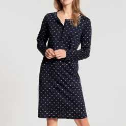 Chemise De Nuit Manches Longues En Coton
