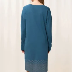 Chemise De Nuit Manches Longues Col V En Coton