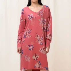 Chemise De Nuit Manches Longues Col V En Coton