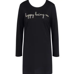 Chemise De Nuit Manches Longues Col Rond En Coton