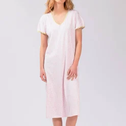 Chemise De Nuit Mi-Longue En Coton