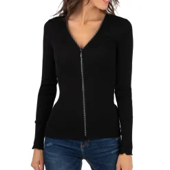 Gilet A Strass En Laine Et Soie
