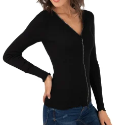 Gilet A Strass En Laine Et Soie