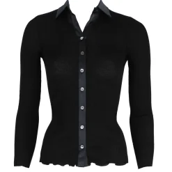 Gilet Col Chemise En Laine Et Soie