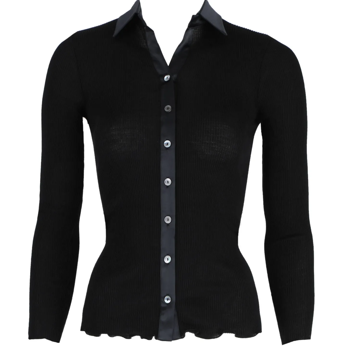 Gilet Col Chemise En Laine Et Soie