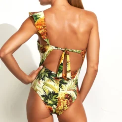 Maillot De Bain 1 Pièce Bustier Asymetrique Sans Armatures