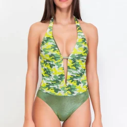 Maillot De Bain 1 Pièce Decollete Plongeant Sans Armatures