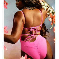 Maillot De Bain 1 Pièce Dos Lace Sans Armatures