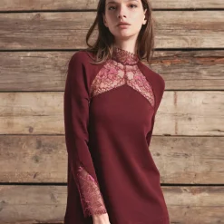 Pull Col Brode En Laine Et Soie