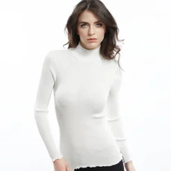 Pull Col Cheminee En Laine Merinos Et Soie