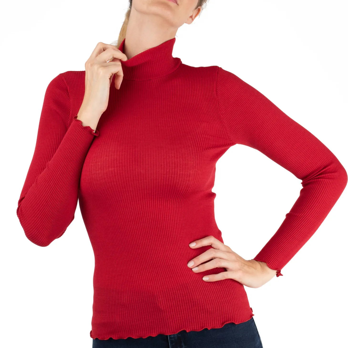 Pull Col Cheminee En Laine Merinos Et Soie