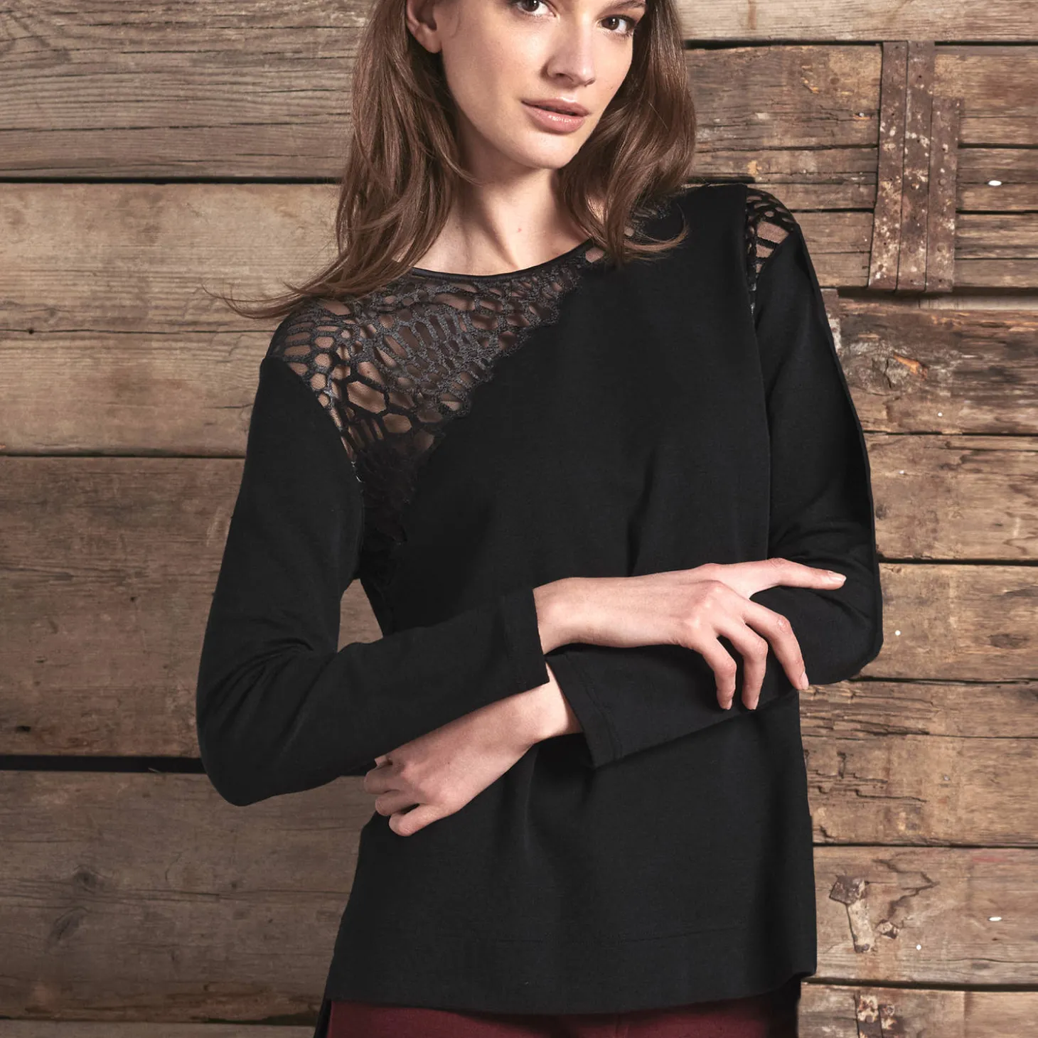 Pull Col Rond En Laine Et Soie