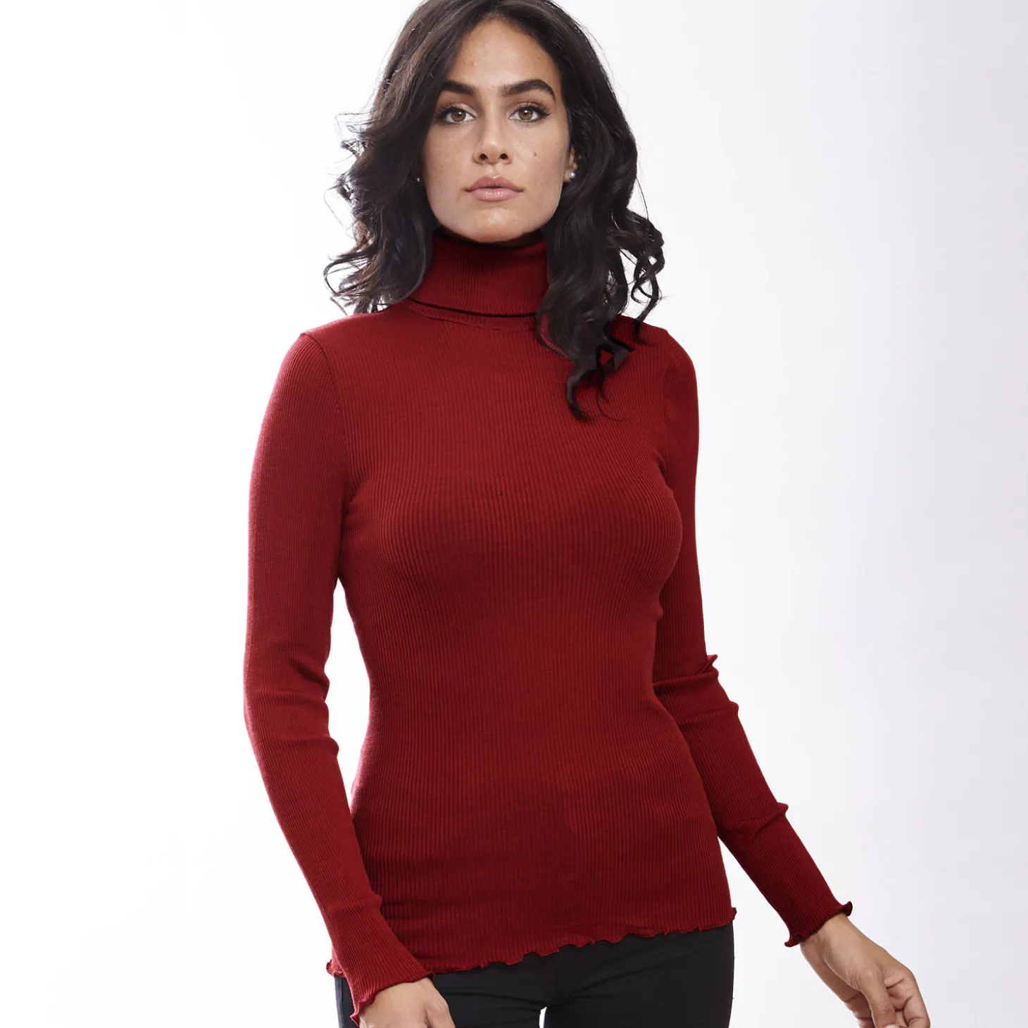 Pull Col Roule En Laine Merinos Et Soie