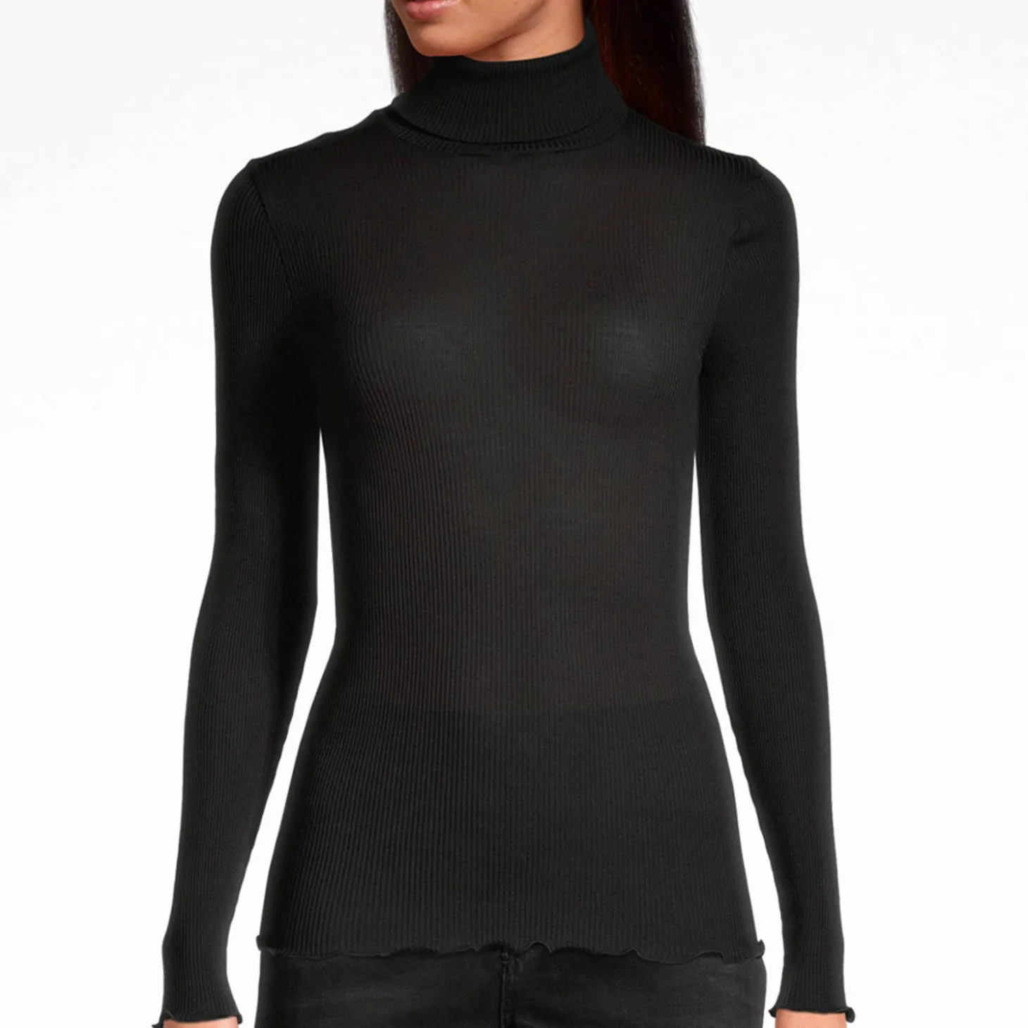 Pull Col Roule En Laine Merinos Et Soie