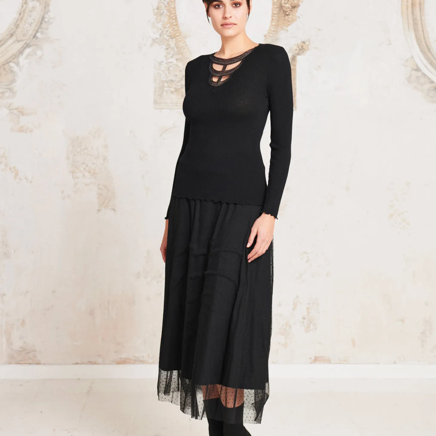 Pull Manches Longues En Laine Et Soie