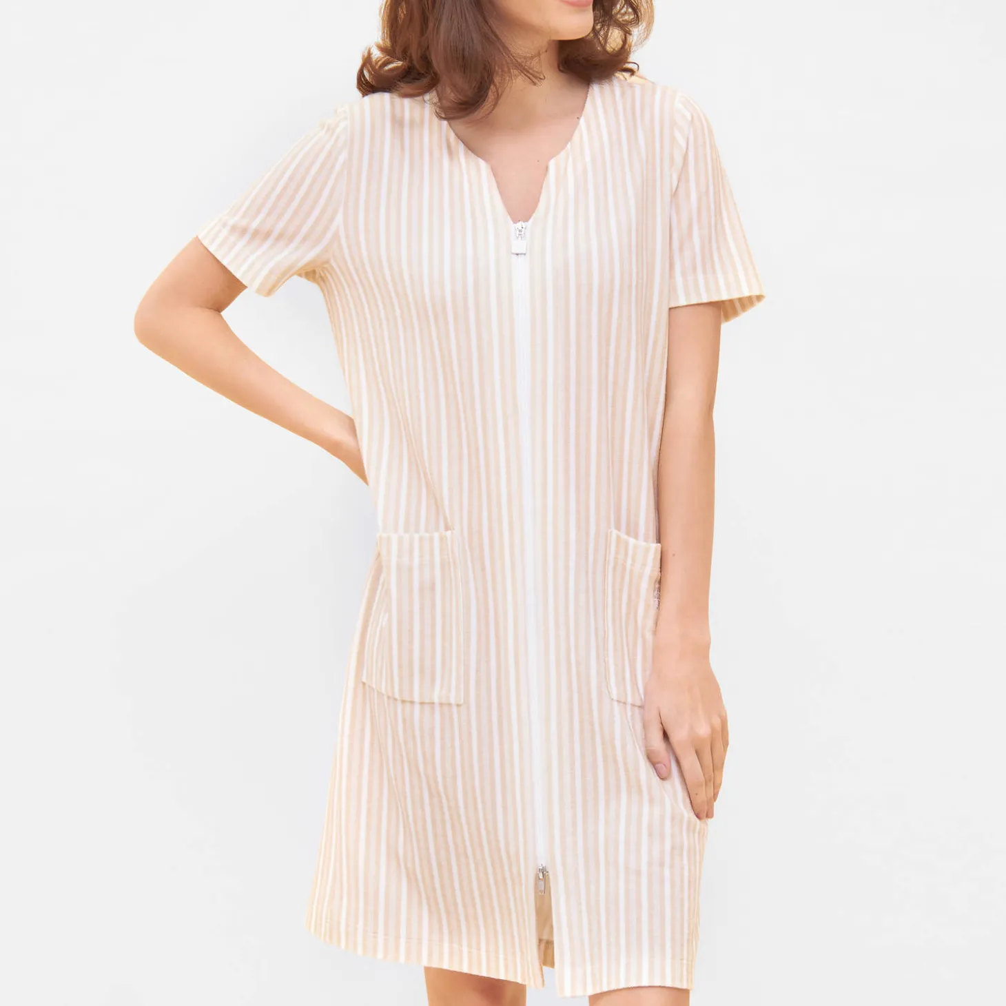 Robe De Chambre Zippee En Coton