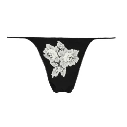 Tanga En Soie Et Dentelle