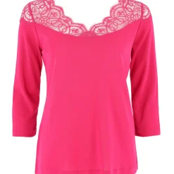 Top Manches 3/4 Decollete Dentelle En Coton
