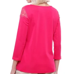 Top Manches 3/4 Decollete Dentelle En Coton