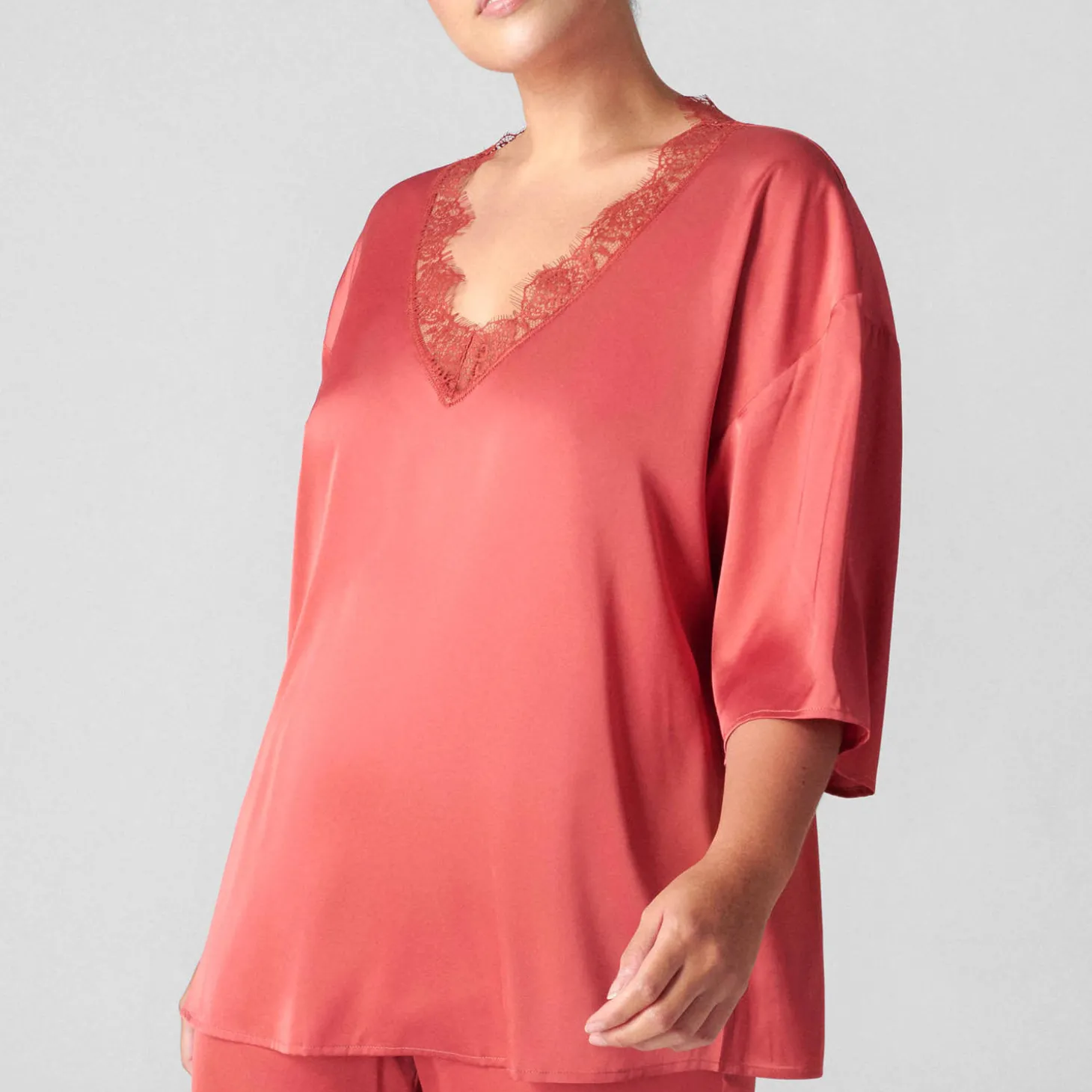 Top Manches 3/4 En Satin