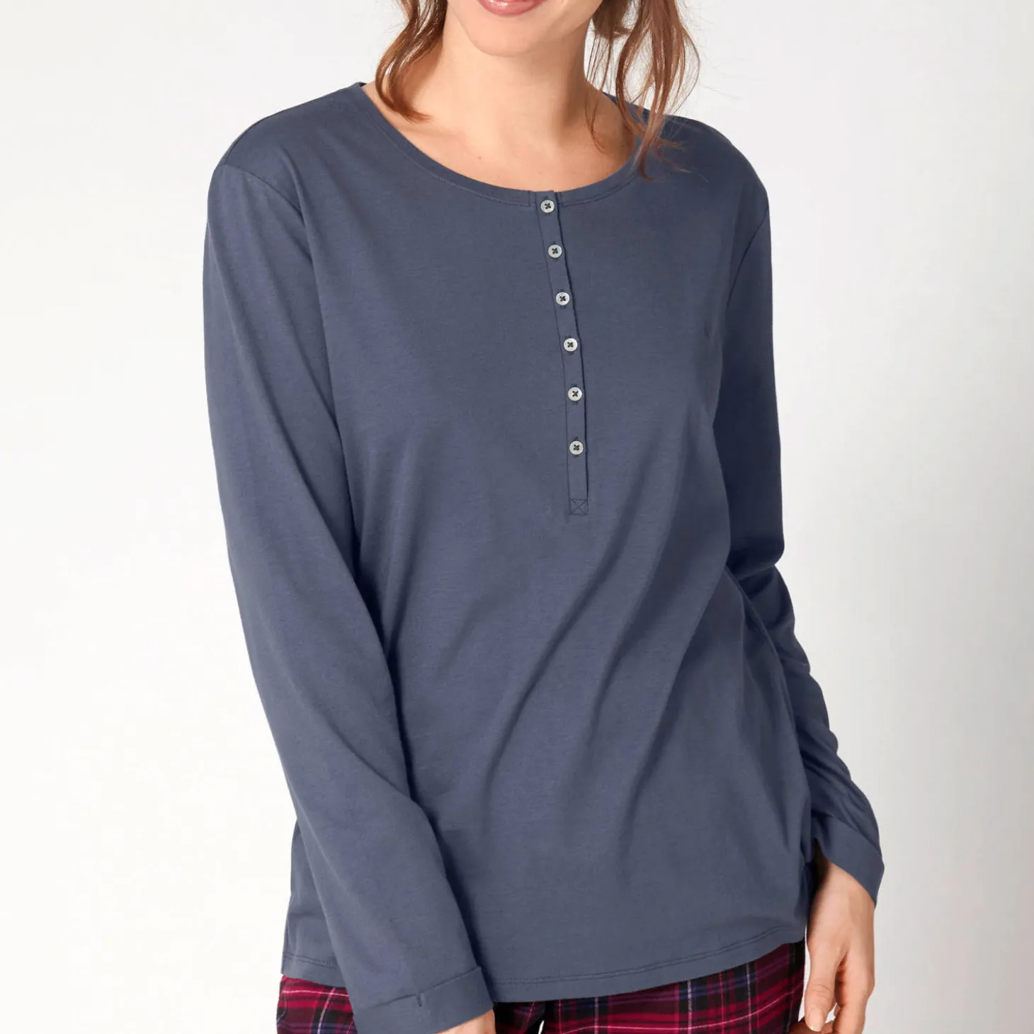 Top Manches Longues Boutonne En Coton